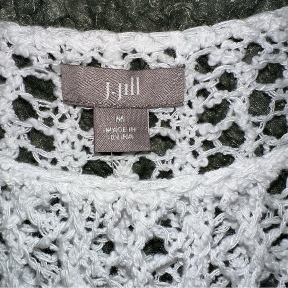 J. Jill Open Stitch Linen Blend Sleeveless White Summer Sweater Size Medium NWT - Picture 3 of 7